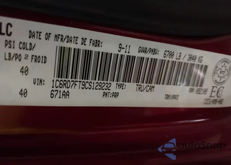 2012 Ram 1500 St z USA, uszkodzony, nr VIN 1C6RD7FT9CS129232